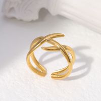 Fashion Geometric Stainless Steel Criss Cross Open Ring main image 3