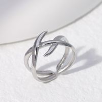 Fashion Geometric Stainless Steel Criss Cross Open Ring main image 6