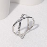 Simple Style Solid Color Stainless Steel Criss Cross Open Ring main image 7