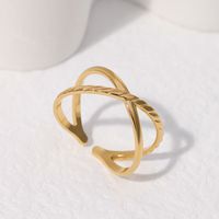 Simple Style Solid Color Stainless Steel Criss Cross Open Ring main image 6