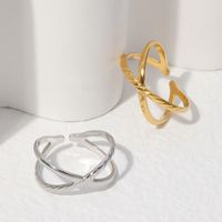 Simple Style Solid Color Stainless Steel Criss Cross Open Ring main image 5