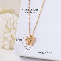 Stainless Steel Titanium Steel 18K Gold Plated Simple Style Plating Inlay Butterfly Zircon Pendant Necklace sku image 1