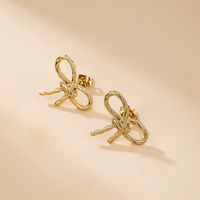 1 Pair Simple Style Classic Style Solid Color Bow Knot Plating Titanium Steel 18k Gold Plated Ear Studs main image 3