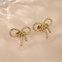 1 Pair Simple Style Classic Style Solid Color Bow Knot Plating Titanium Steel 18k Gold Plated Ear Studs main image 1