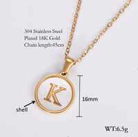 Shell 18K Gold Plated Simple Style Letter Shell Pendant Necklace sku image 1