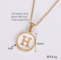 Shell 18K Gold Plated Simple Style Letter Shell Pendant Necklace sku image 11