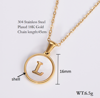 Shell 18K Gold Plated Simple Style Letter Shell Pendant Necklace sku image 5