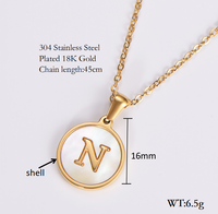 Shell 18K Gold Plated Simple Style Letter Shell Pendant Necklace sku image 15