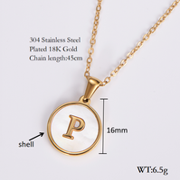 Shell 18K Gold Plated Simple Style Letter Shell Pendant Necklace sku image 17