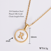 Shell 18K Gold Plated Simple Style Letter Shell Pendant Necklace sku image 2