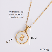 Shell 18K Gold Plated Simple Style Letter Shell Pendant Necklace sku image 3