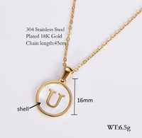 Shell 18K Gold Plated Simple Style Letter Shell Pendant Necklace sku image 20
