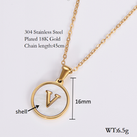 Shell 18K Gold Plated Simple Style Letter Shell Pendant Necklace sku image 21