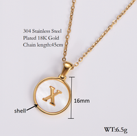 Shell 18K Gold Plated Simple Style Letter Shell Pendant Necklace sku image 23