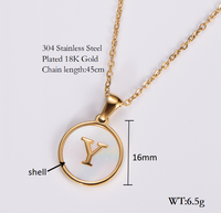 Shell 18K Gold Plated Simple Style Letter Shell Pendant Necklace sku image 24