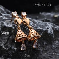 1 Pair Vintage Style Bell Plating Inlay Copper Zircon 24k Gold Plated Rose Gold Plated Drop Earrings main image 2