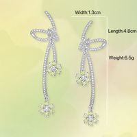 1 Pair Simple Style Flower Inlay Alloy Zircon Drop Earrings main image 6