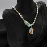 Barocker Stil Einfarbig Barocke Perlen Perlen Überzug 18 Karat Vergoldet Halskette Mit Anhänger main image 1