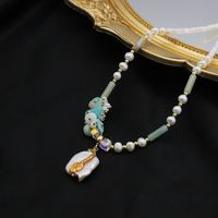Barocker Stil Einfarbig Barocke Perlen Perlen Überzug 18 Karat Vergoldet Halskette Mit Anhänger main image 3