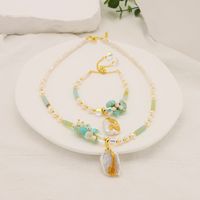 Barocker Stil Einfarbig Barocke Perlen Perlen Überzug 18 Karat Vergoldet Halskette Mit Anhänger main image 5