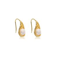 1 Pair Simple Style Commute Solid Color Plating Inlay Freshwater Pearl Copper Pearl 18k Gold Plated Drop Earrings main image 5