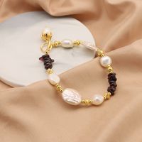 Einfacher Stil Farbblock Barocke Perlen Kupfer Perlen Überzug 18 Karat Vergoldet Armbänder main image 3