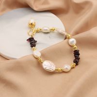 Simple Style Color Block Baroque Pearls Copper Beaded Plating 18k Gold Plated Bracelets main image 3