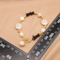Simple Style Color Block Baroque Pearls Copper Beaded Plating 18k Gold Plated Bracelets main image 2