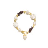 Simple Style Color Block Baroque Pearls Copper Beaded Plating 18k Gold Plated Bracelets main image 5
