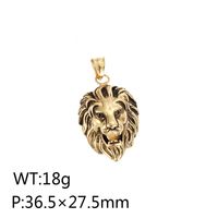 1 Piece Titanium Steel 18K Gold Plated Lion sku image 4