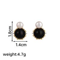 1 Pair Ig Style Retro Round Plating Metal Inlay Copper Natural Stone 18k Gold Plated Ear Studs sku image 2
