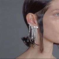 1 Pair Elegant Luxurious Geometric Tassel Inlay Alloy Rhinestones Silver Plated Drop Earrings main image 2