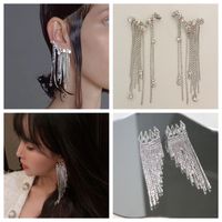 1 Pair Elegant Luxurious Geometric Tassel Inlay Alloy Rhinestones Silver Plated Drop Earrings main image 1