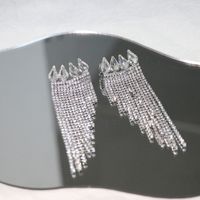 1 Pair Elegant Luxurious Geometric Tassel Inlay Alloy Rhinestones Silver Plated Drop Earrings sku image 1