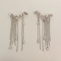 1 Pair Elegant Luxurious Geometric Tassel Inlay Alloy Rhinestones Silver Plated Drop Earrings sku image 2