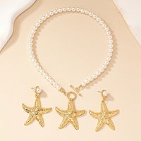 Estilo De Hadas Elegante Estrella De Mar Aleación El Plastico Ferroaleaciones Enchapado Chapado En Oro De 14 Quilates. Mujeres Aretes Collar main image 3