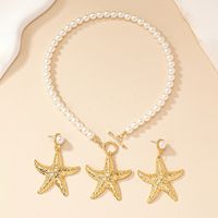 Fairy Style Elegant Starfish Alloy Plastic Ferroalloy Plating 14k Gold Plated Women's Earrings Necklace main image 3