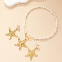 Estilo De Hadas Elegante Estrella De Mar Aleación El Plastico Ferroaleaciones Enchapado Chapado En Oro De 14 Quilates. Mujeres Aretes Collar main image 4