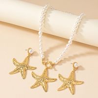 Fairy Style Elegant Starfish Alloy Plastic Ferroalloy Plating 14k Gold Plated Women's Earrings Necklace main image 2