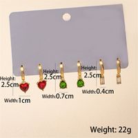 Wholesale Jewelry 3 Pairs Simple Style Water Droplets Heart Shape Rectangle Alloy Zircon Drop Earrings main image 6