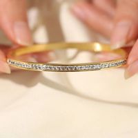 Casual Elegant Luxurious Solid Color Stainless Steel Polishing Plating Inlay Rhinestones 18k Gold Plated Bangle main image 1