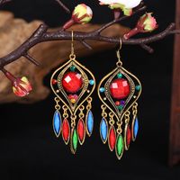 Creative Exaggerated Hollow Water Drop Tassel Ethnic Style Diamond Earrings sku image 7