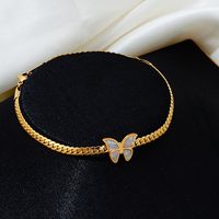Simple Style Butterfly Stainless Steel Titanium Steel Plating Inlay Shell Gold Plated Jewelry Set main image 6