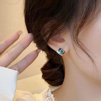 1 Pair Cute Simple Style Rubik's Cube Artificial Gemstones Gold Plated Ear Studs main image 5