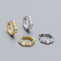 1 Paar Moderner Stil Klassischer Stil Geometrisch Überzug Inlay Sterling Silber Künstliche Perlen Ohrringe main image 1
