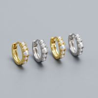 1 Paar Moderner Stil Klassischer Stil Geometrisch Überzug Inlay Sterling Silber Künstliche Perlen Ohrringe main image 4