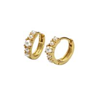 1 Paar Moderner Stil Klassischer Stil Geometrisch Überzug Inlay Sterling Silber Künstliche Perlen Ohrringe main image 2