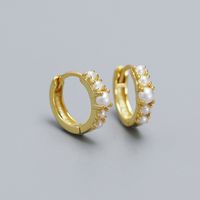 1 Paar Moderner Stil Klassischer Stil Geometrisch Überzug Inlay Sterling Silber Künstliche Perlen Ohrringe sku image 2