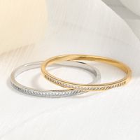 Casual Elegant Luxurious Solid Color Stainless Steel Polishing Plating Inlay Rhinestones 18k Gold Plated Bangle main image 2