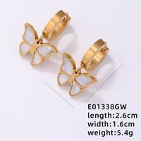 Simple Style Butterfly Stainless Steel Titanium Steel Plating Inlay Shell Gold Plated Jewelry Set sku image 3